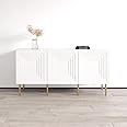 Meble Furniture Cambridge Modern Sideboard - Modern & Stylish Rectangular Sideboard Table with Ample Storage Space - Durable Matte Sideboard for Living Room or Dining Area - White