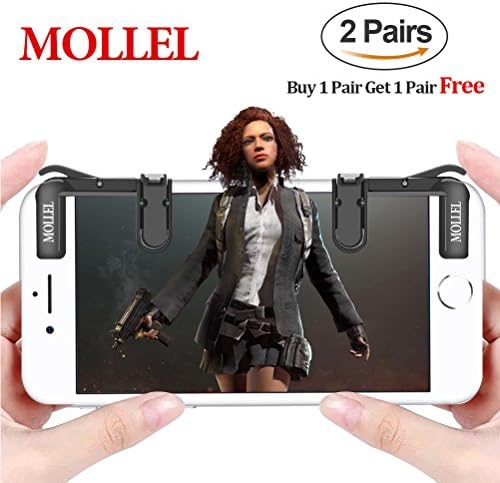 Mobile Game Controller,Mollel IOS Android Controller PUBG Joysticks L1R1 Newest Version Hypersensitive Touch Pad Sensitive Shoot/Fire Aim Buttons for PUBG/Fortnite/Rules of Survival (2 Pairs -Black)