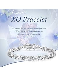 Caperci Sterling Silver Cubic Zirconia Bracelets for Women, Perfect Jewelry Gifts for Her
