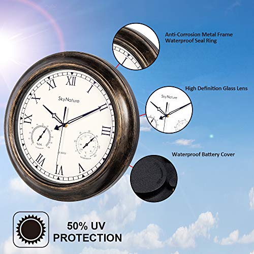 SkyNature Waterproof Outdoor Clock, 18 Inch Large Outdoor Clocks with