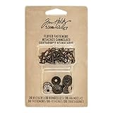 Tim Holtz Idea-ology Fluted Brad Fasteners with Decorative Washer 30-Pack, 1/2 Inch Long Each, Mix of Nickel, Brass and Copper Antique Finishes (TH93273)