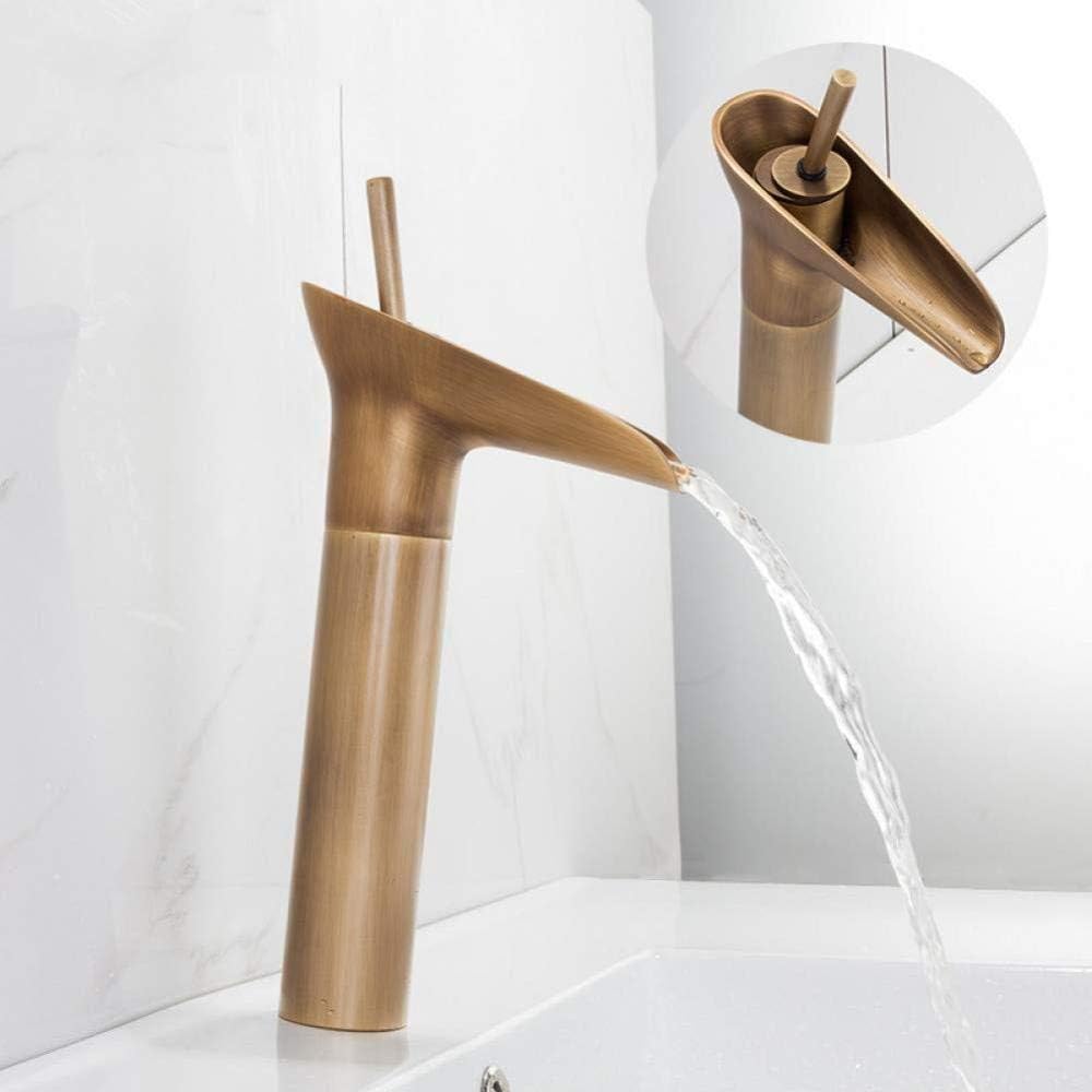 Wasserhahn Waschtischarmaturen Antike Messing Wasserfall-Hahn-Bassin