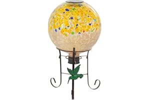 YELENEW 10" Diameter Solar Gazing Ball and 8.5" Metal Stand Indoor Outdoor Yard Art Ornament Coloful Spot Glass Globe Sphere Solar Gazing Balls for Garden,Lawn,Porch,Patio Birthday Gifts for Women,Mom