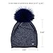 Womens Beanie Hats for Winter Wool Warm Cap Real Fur Pom Pom Knit Beanie Caps