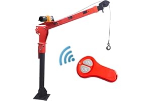 Pismire 1100lb Folding Truck-Mounted Jib Crane - 3500lb 12V Electric Winch Combo, 360° Swivel, Dual Remotes (Infrared/Wired),
