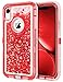 JAKPAK Case for iPhone XR Case Glitter Bling Sparkle for Girls Woman iPhone XR Case Heavy Duty Shockproof Full Body Protective Shell Hard PC Bumper and TPU Back Cover for iPhone XR 10R Red