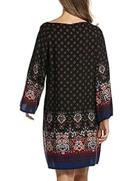 HOTOUCH - Vestido de túnica para mujer, estilo bohemio, estilo étnico, recto, suelto, con estampado, talla M - 3XL