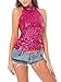 swrose Women's Shimmer Flashy All Sequins Embellished Sparkle Vest Tank Tops