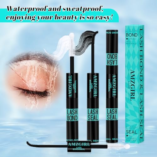 Lash Bond and Seal Waterproof,Eyelash Extension Glues for Lash Clusters,Lashes Glue Long Lasting Eyelashes Glue and Lock for DIY Lash Extensions Super Strong Hold 72 Hours at Home