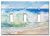 Art Plates Brand Triple Toggle Switch / Wall Plate - Beach Painting