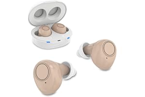 Lentorgi Hearing Aids for Seniors, Mini ITE Rechargeable Hearing Aids with Noise Cancelling, All Day Comfort Digital Hearing Amplifier for Mild to Moderate Hearing Loss Adults, Beige