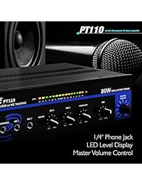 Pyle Home PT110 80 watt Micrófono AC DC Amplificador PA overol Con Salida 70 volt