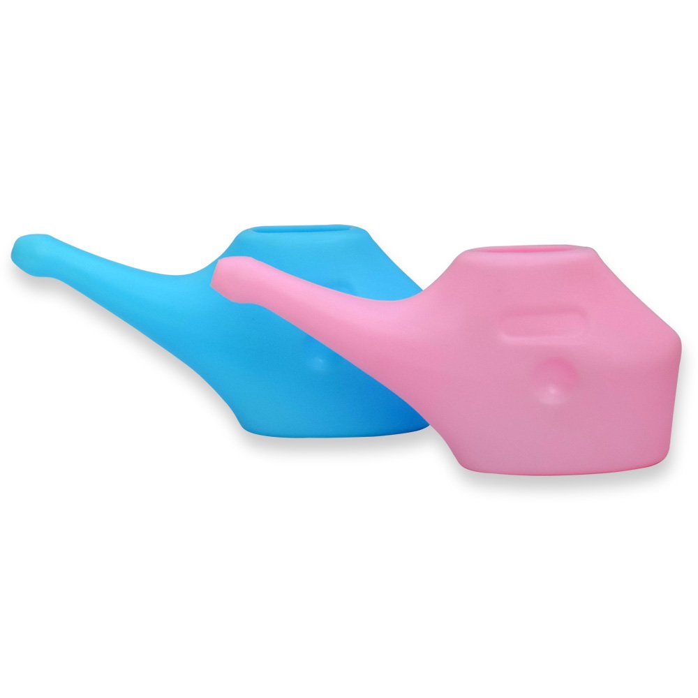 Set of Two Traveler’s Plastic Neti Pot for Nasal Cleansing | Pink and Blue Neti Pot For Couple | Compact and Travel-Friendly Design | Natural Treatment for Sinus, Infection and Congestion