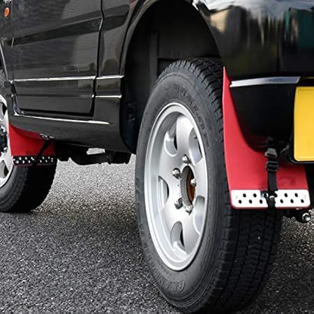 Amazon Jb23 ジムニー マッドガード マッドフラップ 泥除け 一台分 ロゴ無し レッド ウィンカー サイドマーカー 車 バイク