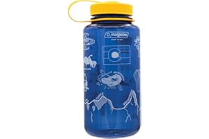 Nalgene Sustain Tritan BPA-Free Water Bottle Made with Material Derived from 50% Plastic Waste, 32 OZ, Wide Mouth, Geographical Bottle Design, Colorado Denim