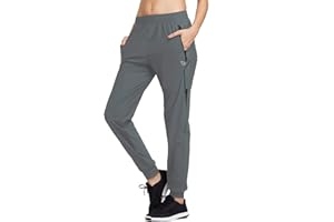 baleaf Women's Joggers Running Pants Quick Dry Lightweight Workout with Zipper Pockets Drawstring Hiking Travel Gym