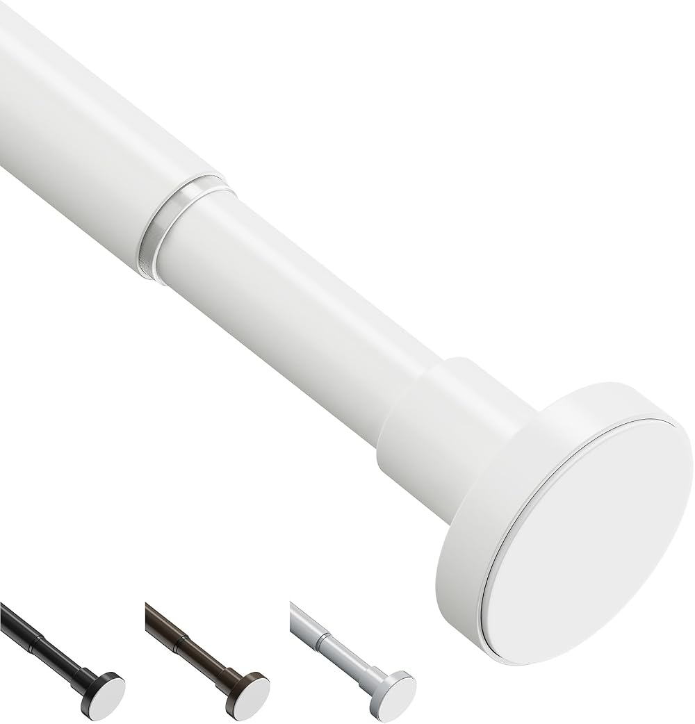 WELDUN Extendable Shower Curtain Rod 48-118cm No Drill Telescopic Pole White