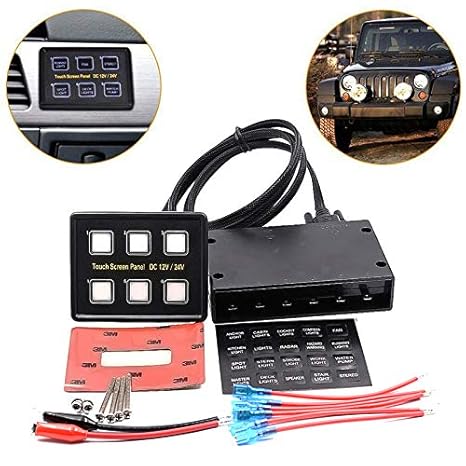 DC 12V 24V 6 Gang Touch Screen Control Panel Box for Car Marine Boat RV Vehicle Truck