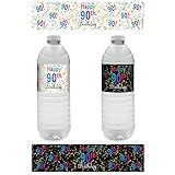 DISTINCTIVS 90th Birthday Party Water Bottle Labels - Multi-Colored (24 Count)