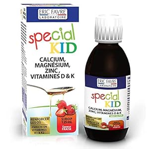 Eric Favre Special Kid Calcium, Magnesium, Zinc, Vitamins D&K Syrup Strawberry Flavour 125ml – Strengthen Bones…