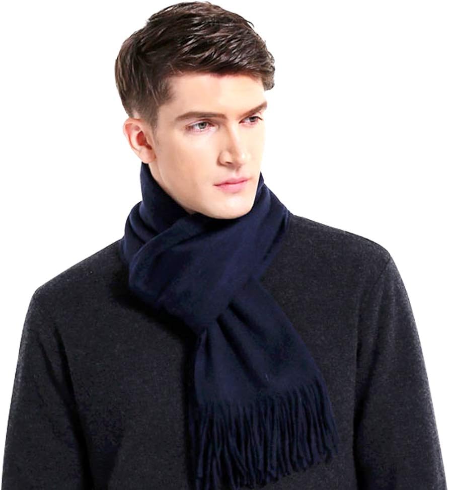 Cashmere & Wool Scarf Solid Color Lightweight Scarf for Men and Women