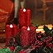 3D Flameless Pillar Candles with Remote, Set of 3 LED Candles Battery Included for Christmas Decoration and Gifts, 5,7,9 Inch (Red)