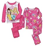 Disney Princess Little Girls 4 Pc Tight Fit Cotton Pajama Set