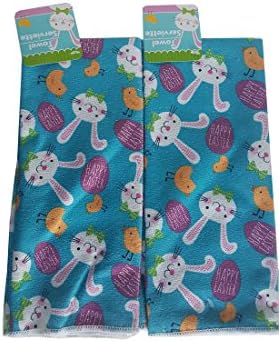 Happy Easter Kitchen or Bathroom Towel Set of 2 Towels (Bunny - Blue)