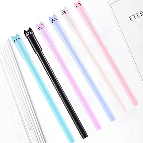 12 Pieces Cute Cat Pen 0.5 mm Gel Pens Black Ball Point Pens for School Office Supplies - Thumbnail 2