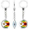 vmcoatdu Many Countries National Flag Double Sided Rotation Key Chain Keyring Gift Men Women Stainless Steel Glass Keychain