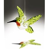 Nefelibata Hummingbird Ornament Glass Green Figurine Crystal Hanging Bird Art Christmas Xmas Tree Suncatcher Window Decor Memorial Gift for Her Friend Bird Lover Set of 1 Party Home Decorations