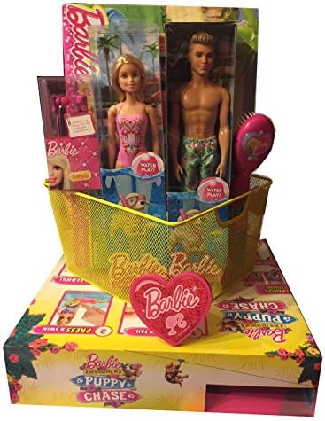Barbie Water Play Ultimate Gift Basket with Swimmin Pup Pool Set, Swimming Chase Puppy, Glam Pool, Water Play Ken, & Barbie & Changes Colors Barbie - Ideas for Girls Birthday or Get Well Soon