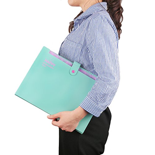 Expanding File Folder 12 Pockets With Snap Closure, Yigou Portable Accordion Document Organizer Letter A4 Paper Size [Green] - Thumbnail 4