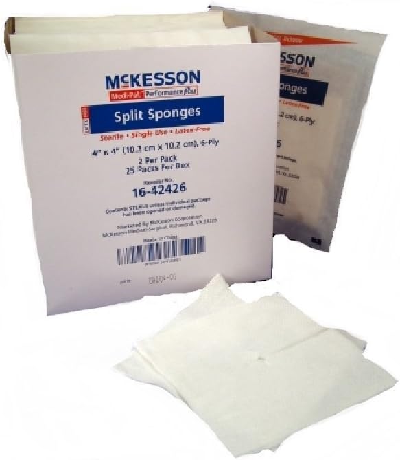 Medi-Pak Performance Plus Sterile I.V. / Drain Split Dressings Poly/Rayon Blend 4 X 4 Inch Square - Case of 600