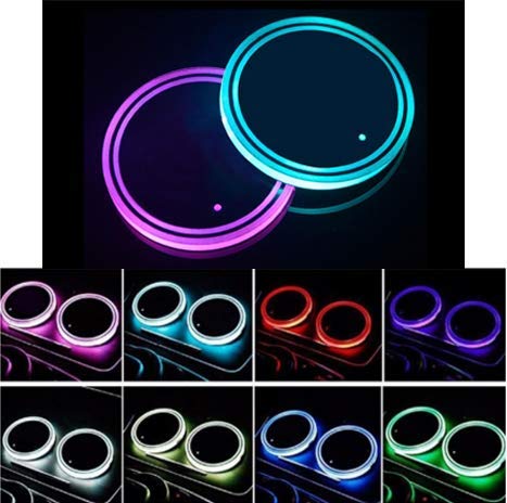 Lipctine Upgrade Version Universal LED Car Cup Holder Lights Mat Pad Colorful RGB Drink Coaster Accessories Interior Decoration Atmosphere Compatible for Car Truck SUV