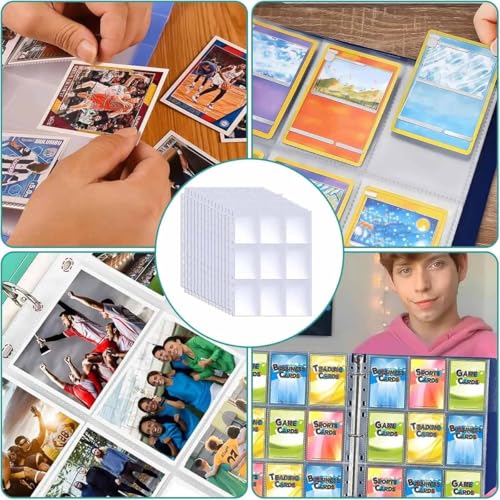 10/20/30 Folhas Protetor Transparente para Cartas Refil Plástico Para Cartões com 9 bolsos Porta Cartões para Fichário 3 Argolas Álbum para Trading Cards Cartas de Jogo e Cartas Esportivas (30)