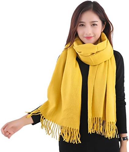 YCHY Large Extra Soft Cashmere Blend Women Pashmina Shawl Wrap Stole Scarf (Yellow)