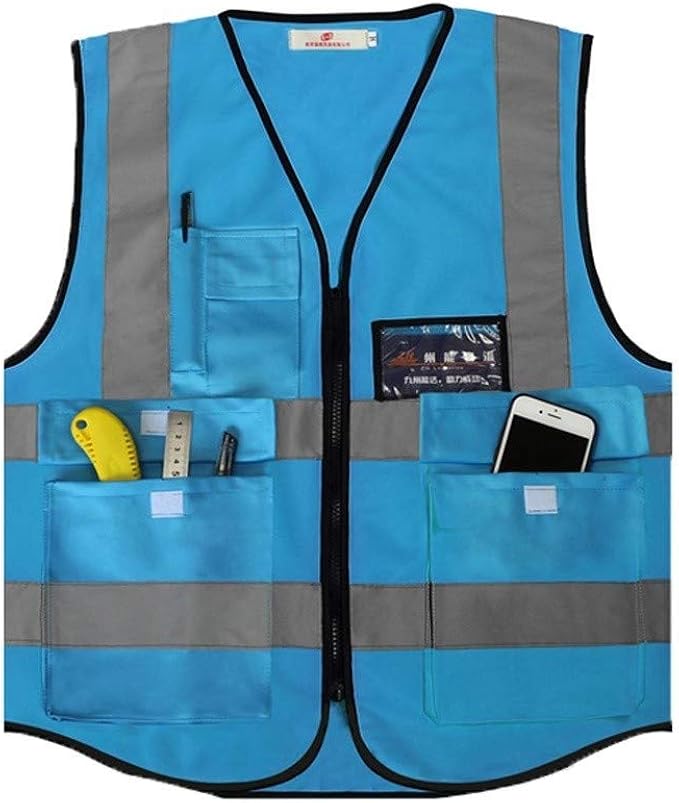 JN Safety Reflective Vest, Warning Clothing MultiPocket Reflective