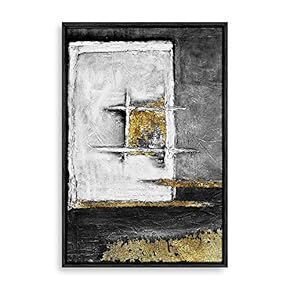 SIGNFORD Framed Canvas Home Artwork Decoration Golden Abstract...