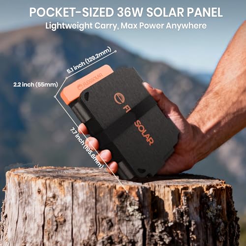 Flexsolar 36 W Mini Foldable Solar Charger, Waterproof E-Film Solar Panel Portable with USB-A/USB-C/DC Ports for Power Stations, Smartphones, Tablets, Power Banks, Outdoor, Camping, Emergency