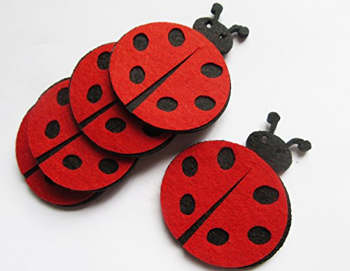 YYCRAFT Pack Of 30 Red 2.5" Large Padded Felt Ladybug Embellishment Appliques