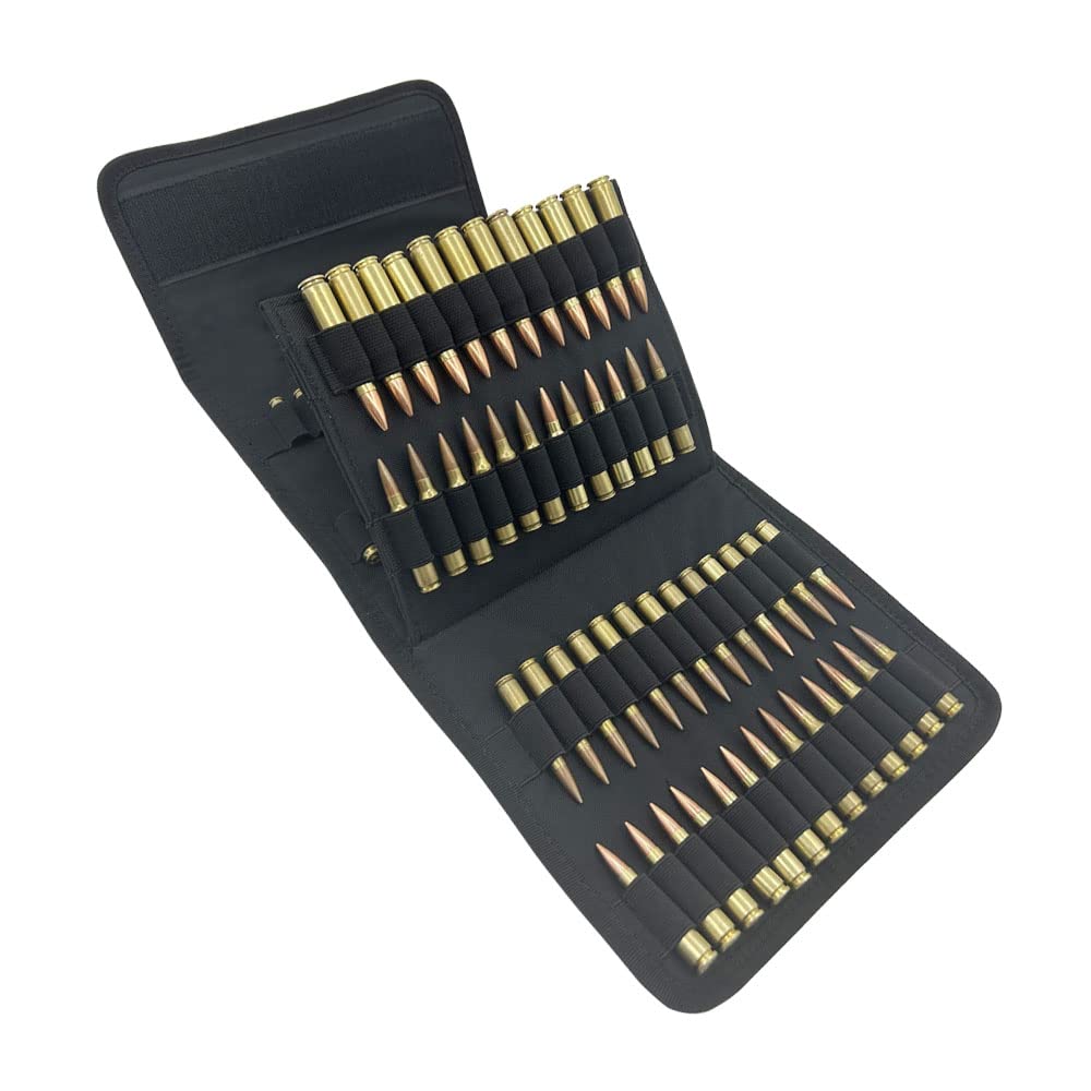 Dovodo Tactical Molle 100 Rounds Nylon Rifle Pistol Bullet Cartridge Ammo Ammunition Shell Carrier Holder Case Magazine Pouch for 7.62x39mm .38 Cal. 30-30 30-06 9mm .357 .410 6.5 Creedmoor