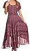 Sakkas Mila Long Corset Embroidered Cap Sleeve Dress With Adjustable Waist