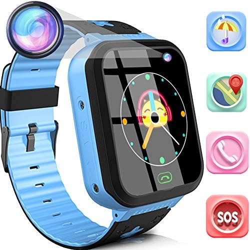 ONMET Waterproof Kid Smart Watch, Watch Phone with Flashlight SOS Call Touch Screen, Voice Chatting Camera Remote Monitor Birthday Gift for Boy Girl