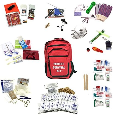 Deluxe 2-Person Perfect Survival Kit for Emergency Disaster Preparedness for Earthquake, Hurricane, Fire, Evacuations, Auto, Home and Family