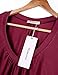 Nomorer Womens Pleated V Neck Long Bell Sleeves Solid Basic Blouse Top
