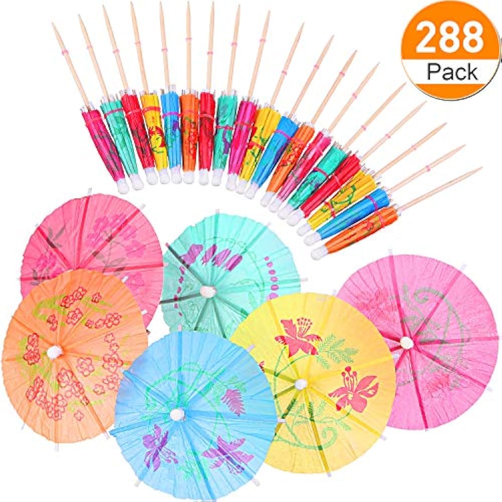 Boao 288 Pieces Cocktail Umbrella Picks Drink Parasols Assorted Paper