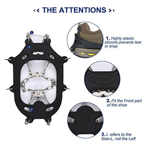 MIRACOL Crampons Ice Cleats Traction Snow Grips 19 Spikes Walk Traction