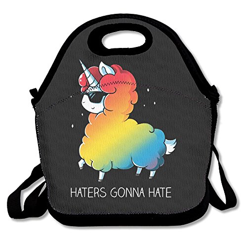 Haters Gonna Hate Unicorn Portable Lunch Tote Bags, Takeaway Lunch Box, Outdoor Travel Fashionable Handbag For Men Women Kids Girls