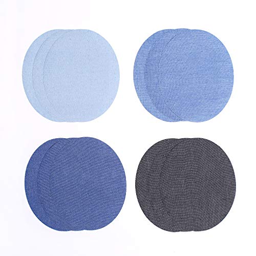 Harsgs 12 Pieces Iron On Denim Patches Sewing Repair Patches Oval Iron on Inside & Outside for Clothing and DIY Repair 5”× 3.7”, 4 Colors